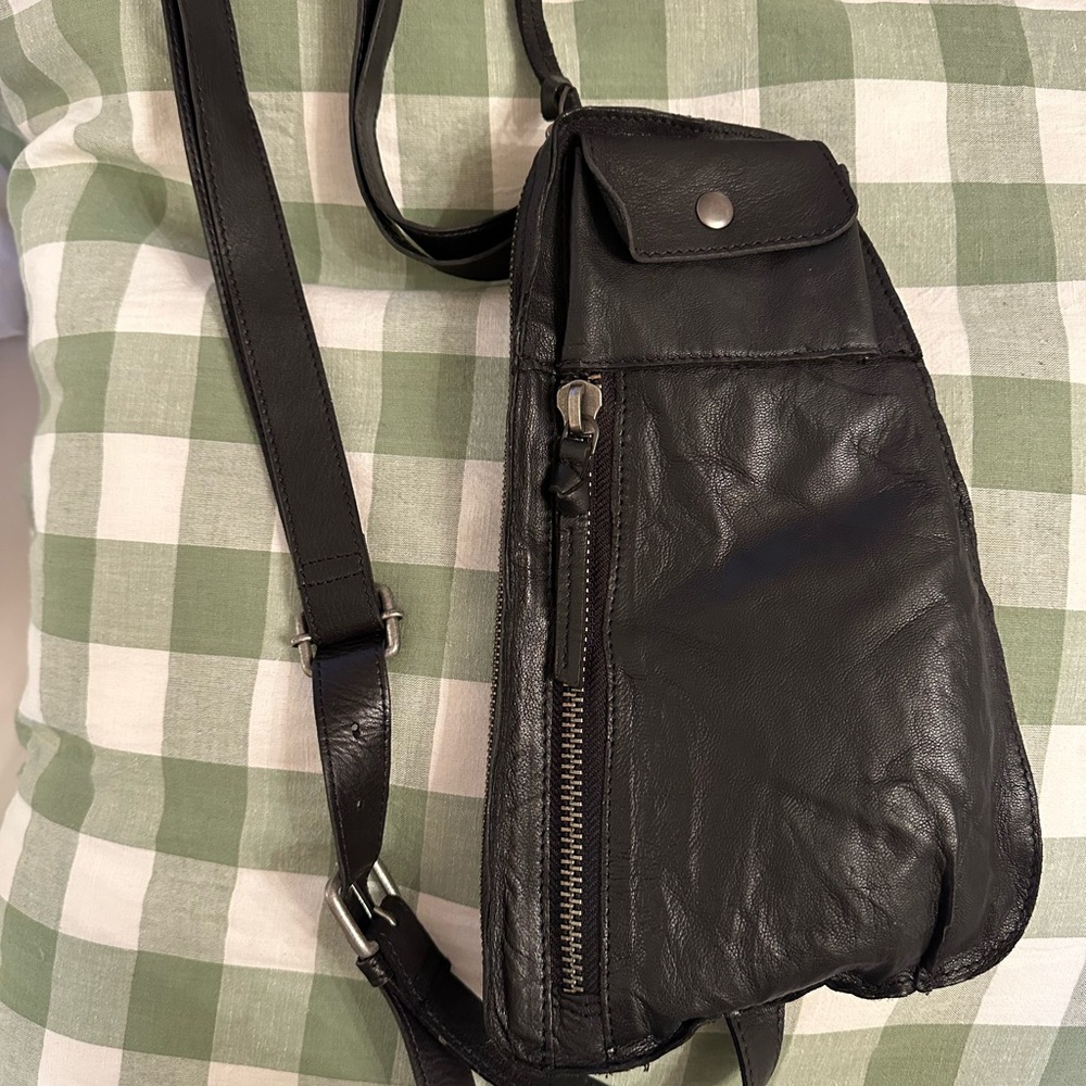Free People Black Leather Crossbody Bag